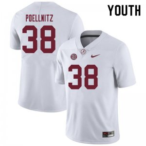 NCAA Youth Alabama Crimson Tide #38 Eric Poellnitz Stitched College 2019 Nike Authentic White Football Jersey QR17A61QM